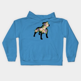 Floral Staffordshire Bull Terrier Silhouette Kids Hoodie